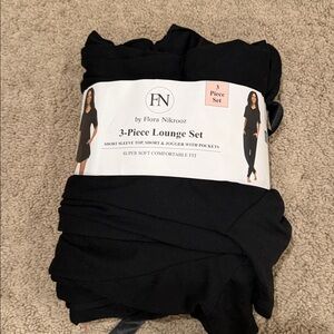 “New” Flora Nikrooz Black 3-Piece Lounge Set sizeXL